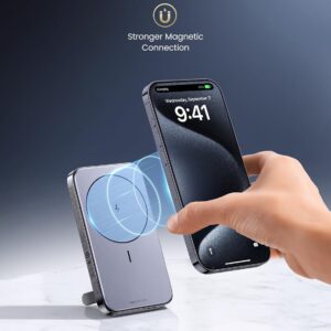 Power Bank Magnética 10000 mAh UGREEN 20 W carga rápida USB con soporte - Imagen 3